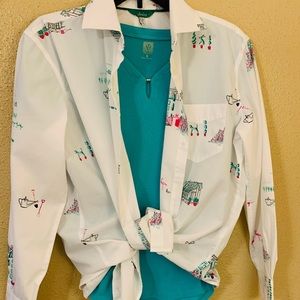 Joules Button Front Blouse (knit top included) Sz 8